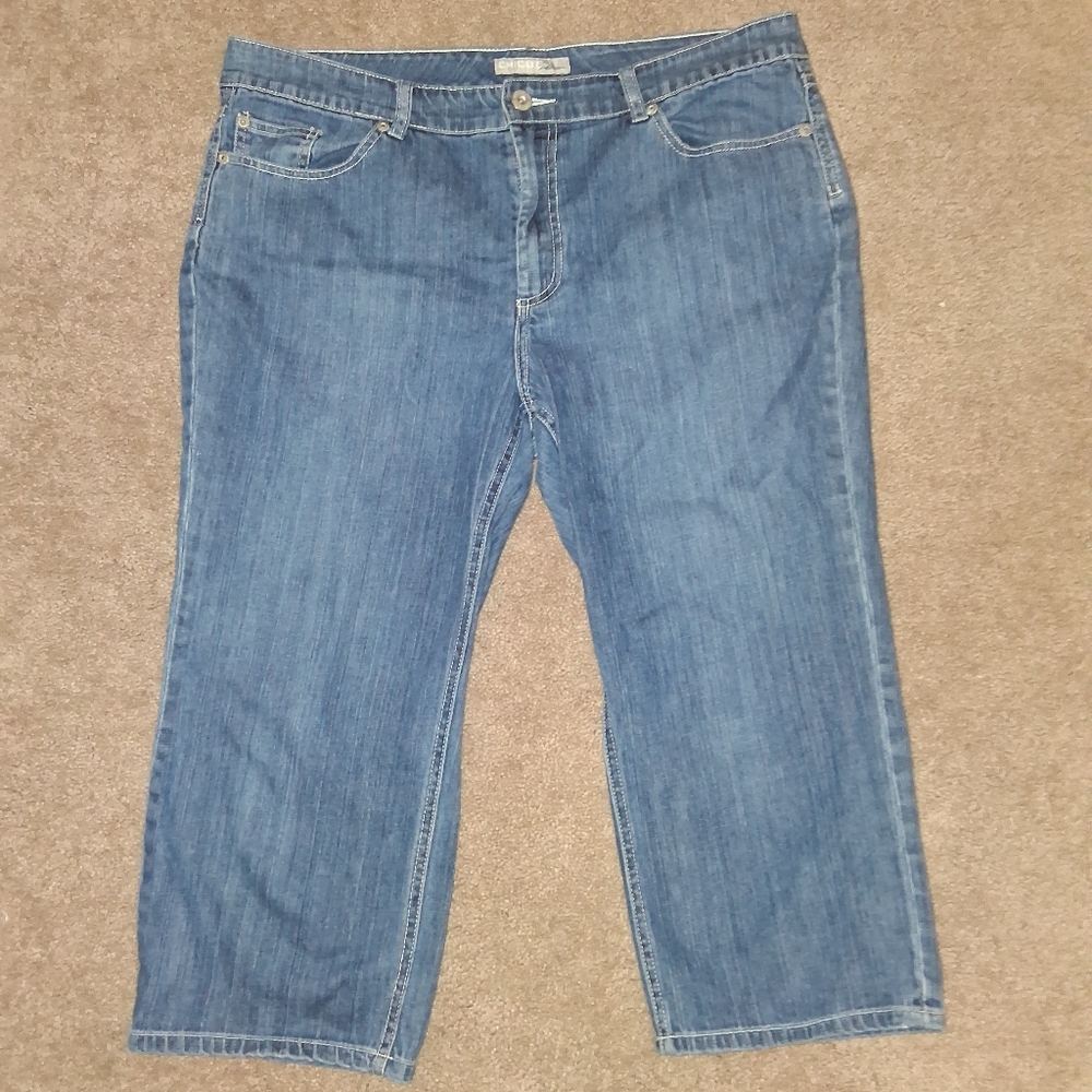 Chico's Platinum High Rise Cropped Jeans Capris Size 3
